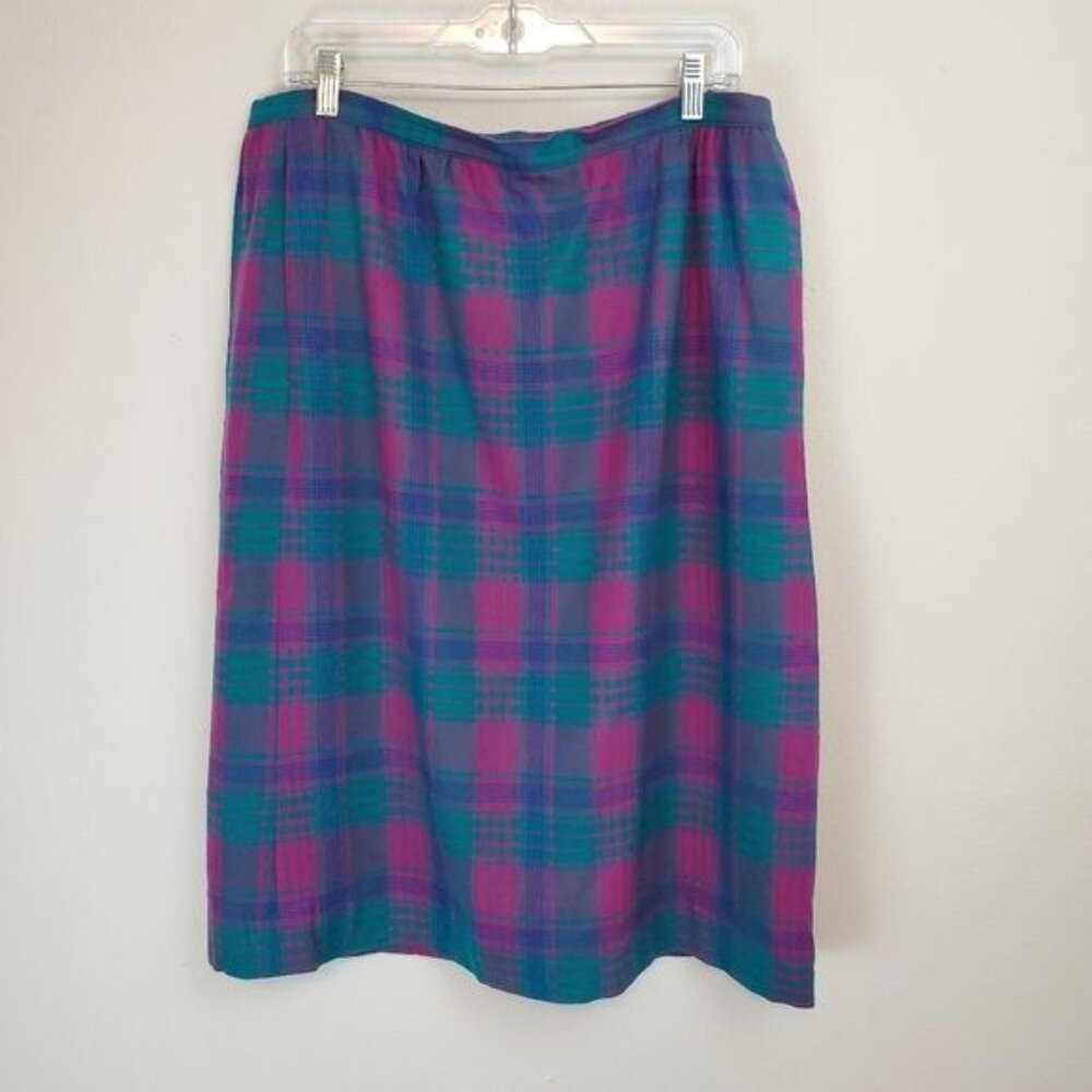 Vintage Pendleton plaid wool midi skirt plus size